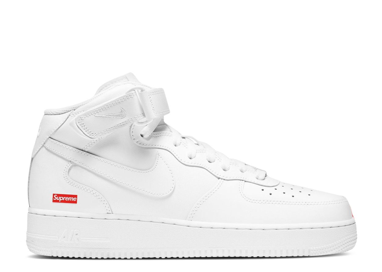 Supreme x Air Force 1 Mid "Box Logo - Triple White" | MrSneaker