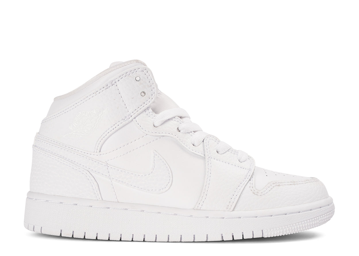 Air Jordan 1 Mid "Triple White" (GS/Juniors) (2020) | MrSneaker