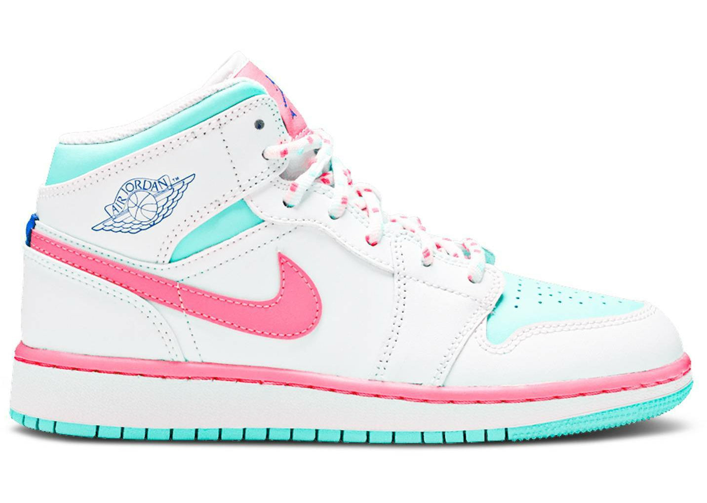 Air Jordan 1 Mid "White Pink Green Soar" (GS/Juniors) (2020) | MrSneaker