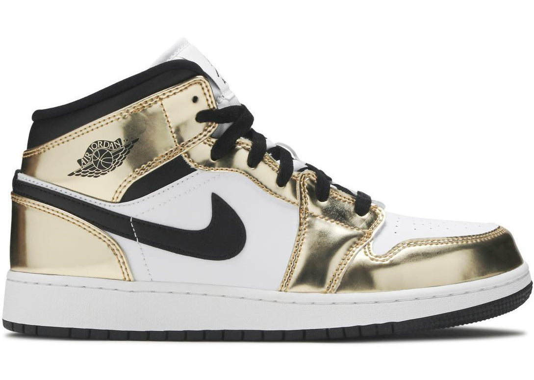 Air Jordan 1 Mid "Metallic Gold Black White" (GS/Juniors) (2020) | MrSneaker