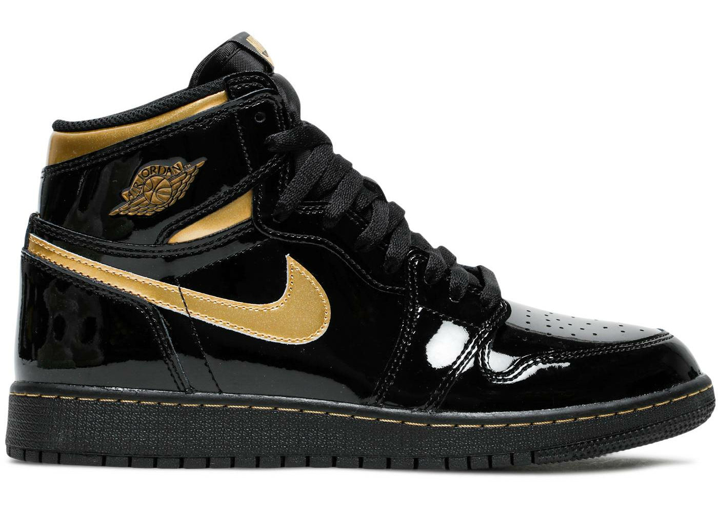 Air Jordan 1 Retro High Patent "Black Metallic Gold" (2020) | MrSneaker