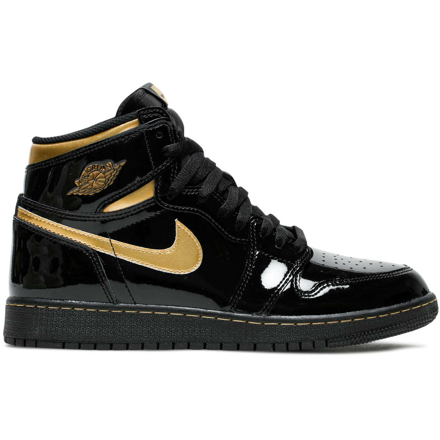 Air Jordan 1 Retro High Patent "Black Metallic Gold" (2020) | MrSneaker