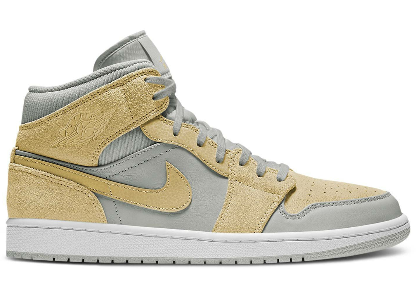 Air Jordan 1 Mid SE "Mixed Textures" (Grey Yellow) (2020) | MrSneaker