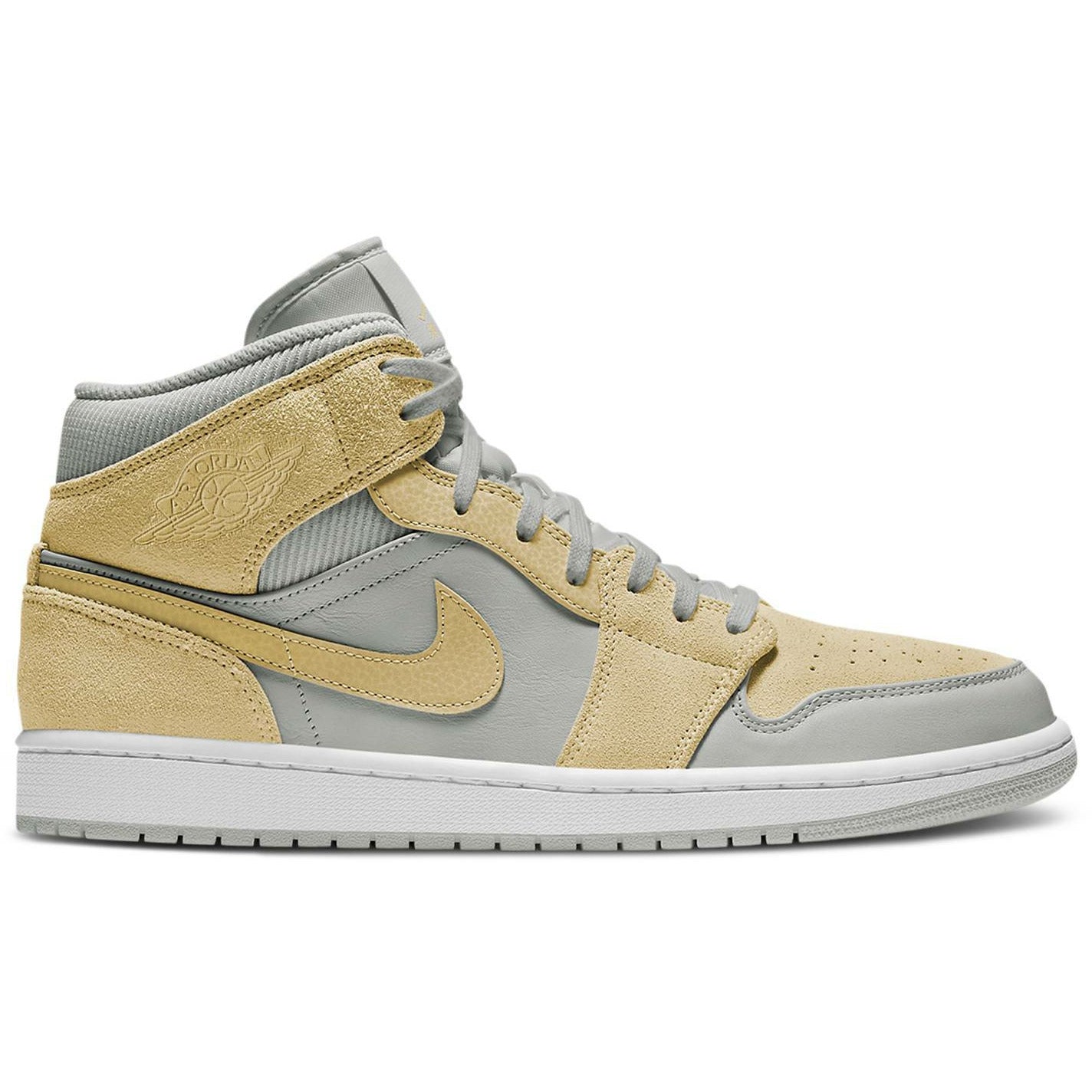 Air Jordan 1 Mid SE "Mixed Textures" (Grey Yellow) (2020) | MrSneaker
